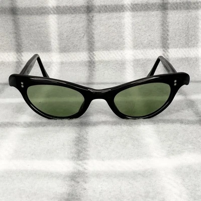 Gafas de sol vintage ojo de gato marco plástico negro Francia pequeño marco solamente Foto 1 de 4