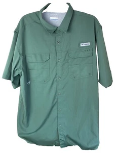 Columbia PFG Omni Shield Blood and Guts Green Short Sleeve Button Down Shirt XL - Picture 1 of 20