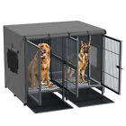 BingoPaw Heavy Duty Dog Crate with Cover Large Double Pet Cage kennel with Cover