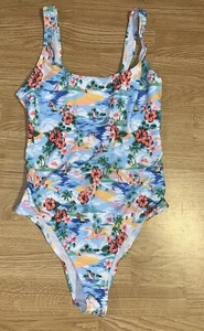 Womens FLORAL MULTI/Beach PRINT SWIMSUIT SWIMMING COSTUME SWIMWEAR Size UK 10 - Picture 1 of 4