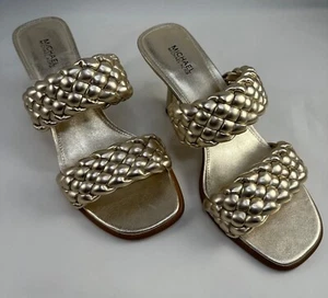MICHAEL Michael Kors Women's Gold Sandal Amelia Mule Braided Metallic Sz 8 - Picture 1 of 11