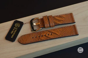 24 mm Cinturino artigianale zampa di struzzo Tan Vintage Ostrich Leg Handmade - Foto 1 di 15