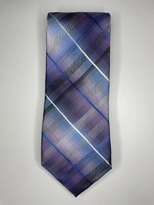 Van Heusen Tie / Purple Blue Plaid / 100% Silk / L-56in & W-3.25in - Picture 1 of 4