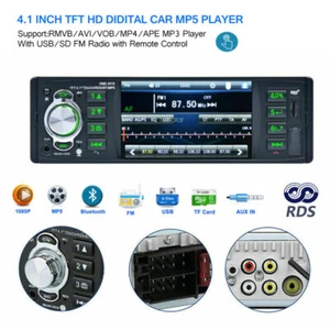 4" Single 1 Din Bluetooth Touch Screen RDS/AM/FM In-Dash Mirror Car Radio Stereo - Picture 1 of 18
