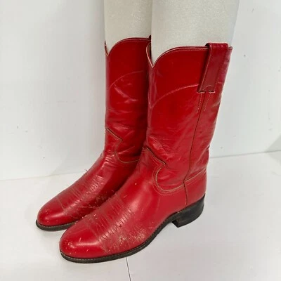 Vtg Justin Cowgirl Boots Womens Size 5 B Western H1372 Roper USA Made Distressed - Image 1 of 4