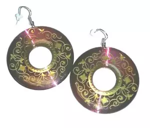 1 PR ORECCHINI PENDENTI ROTONDI VIOLA CON ORO DECO - EAR10752 - Foto 1 di 1