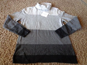 CROFT & BARROW Mujer Nuevo con etiquetas Talla S Pequeño Grises y Negro Cuello de Tortuga Suéter a Rayas - Imagen 1 de 4