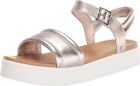 UGG Zayne Ankle Strap Sandals Rose Gold Metallic Leather Platform Size 9 NEW