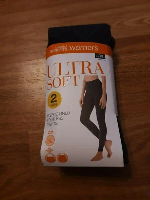 NWT Warner's Fleece Lined footless tights(L/X-L) black/heather (2 pack) - Photo 1/2