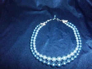 Collar vintage gris perla extensor de doble cadena de 14"" 3"" usado - Imagen 1 de 4