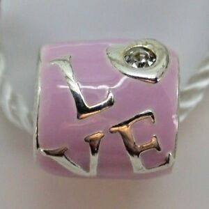.925 STERLING SILVER EUROPEAN PINK PERSONA LOVE CHARM NEW WITH TAGS - B1