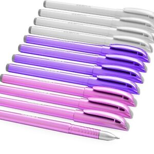 12 x Zebra ZGE Gel Ink Stick Pens - Metallic Barrel - 0.7mm - Silver/Pink/Purple