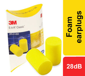 3M EAR Classic Foam Earplugs Uncorded SNR 28dB Noise Protection Work or Leisure