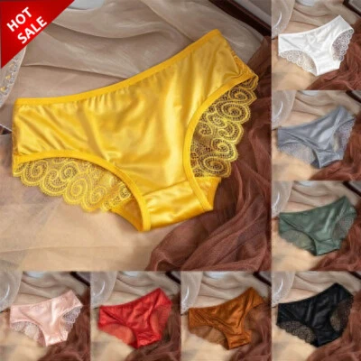Women Sexy Hollow Thin Strap Panties Comfortable Breathable Lace Satin Briefs ♡ - Image 1 of 4