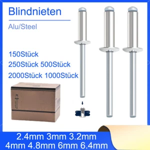 Standard Blindnieten Flachkopf Ø2,4 bis 6.4mm in Alu/Stahl Popnieten Nieten Niet - Bild 1 von 66
