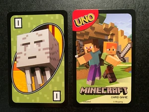 UNO MINECRAFT Green 0 Card 2017 Mattel GAME REPLACEMENT CARD Single Card - Picture 1 of 1