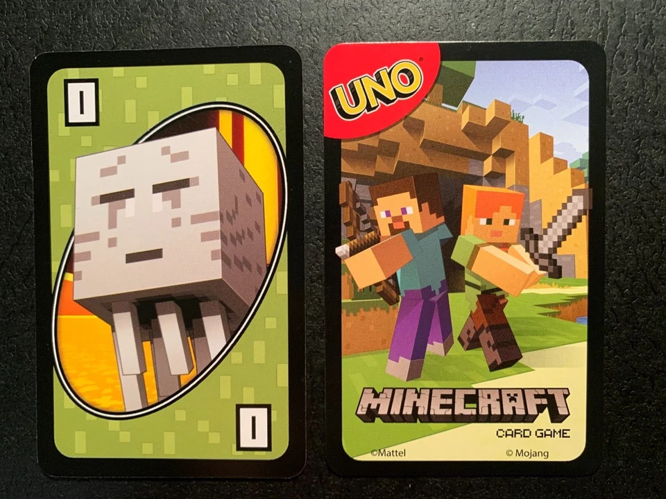 UNO MINECRAFT Green  0  Card 2017 Mattel GAME REPLACEMENT CARD Single Card - Image 1 of 1