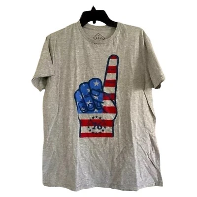 BIEN USADO-Camiseta Patriótica Hombre Gris con Rojo, Blanco y Azul Número 1-USA (GRANDE) Foto 1 de 2