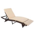 Brown Pool Side Porch Chaise Lounge Chair Outdoor Patio Sun Bed Rattan Furniture