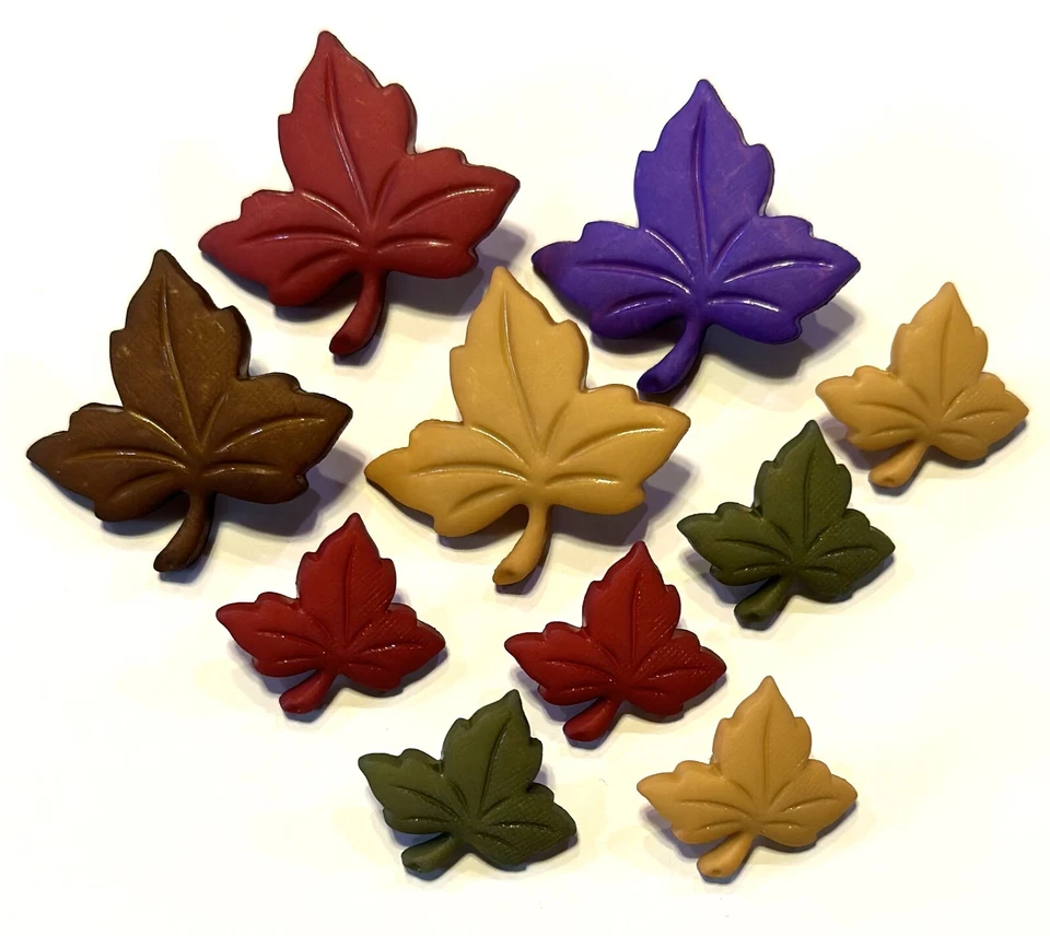 AUTUMN LEAVES BUTTONS Fall Maple Scrapbooking Sewing Card Making Stamping - Image 1 of 1