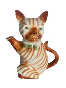 Tony Wood Studio Pussyfoot Ginger Cat Teekanne Vintage Sammler Kätzchen mit Fliege - Bild 1 von 7