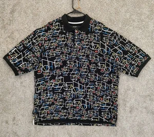 Polo Shirt Men's XXL Lion & Signature All Over Print Breathable Moisture Wicking - Picture 1 of 10