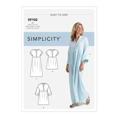 Simplicity Sewing Pattern S9102 Misses' Caftan & Dresses - Image 1 of 4