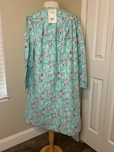 NEW Casual Nights Women X-LR 100% Cotton Flannel Nightgown LS Snap Front Pockets - Picture 1 of 4