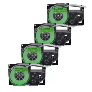 4Pack Fluorescent Green Tape Cartridge XR-12FGN for Casio KL-60 EZ Label Printer - Picture 1 of 9