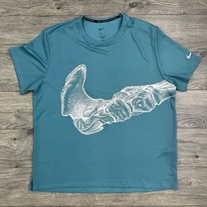 Nike Running Division Camicia Taglia Large Uomo Miler Blu Bianco UV Manica Corta - Foto 1 di 10