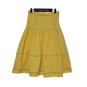 Beulah Style Skirt Women Large Yellow Fit Flare Pleated Coquette Colorful Boho - Picture 1 of 12