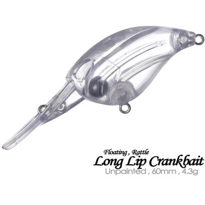 30PCS 6CM 4.3G Floating Long Lip Crankbait DIY Unpainted Bait Blank Fishing Lure - Image 1 of 4