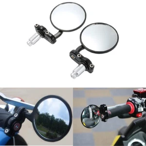 For Honda Yamaha Kawasaki Handle 7/8" Bar End Motorcycle Rear View Side Mirrors - Picture 1 of 12