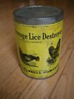 Rare+Vintage+VETERINARY+POULTRY+LICE+DESTROYER+TIN+-+I.D.+Russell+Co.