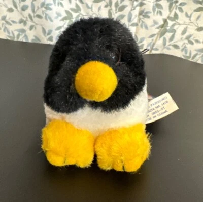 Vintage Swibco Puffkins 6625 TUX Penguin Keychain with Tag Black White Plush Toy - Image 1 of 4