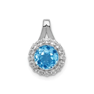 Plata de Ley Rodiado Luz Swiss Azul y Blanco Topacio Halo Colgante Círculo - Imagen 1 de 2
