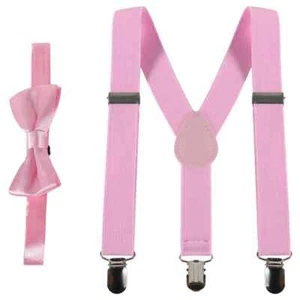 Kids Suspenders with Bowtie Fashion Children Bow Tie Set Boys Braces Girls - Picture 1 of 40