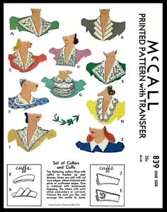 McCALL 839 Pattern 10 Collar Jabot and Cuffs - Picture 1 of 5