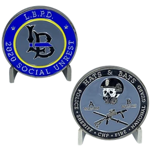 LAPD LBPD 2020 Social Unrest Riot Parody challenge coin Thin Blue Line Police EE - Afbeelding 1 van 1