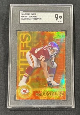 2000 Topps Finest Gold Refactor Tony Gonzalez 127/300 SGC 9 - Image 1 of 2
