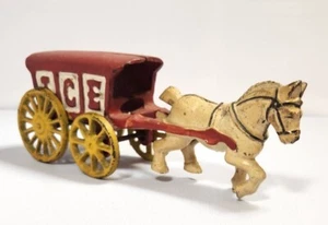 Vintage Eiswagen Gusseisen Pferde gezogen 50er Jahre Eqine Eis Lieferung Tür zu Tür - Bild 1 von 8