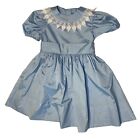 Girls Sz 4 Florence Eiseman I. Magnin Blue Party Dress 1980s Vtg Toddler