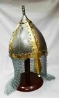 Medieval antique Armor helmet made from Old Metal sheet with chain-mail