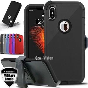 Funda rígida resistente a prueba de golpes con clip para cinturón para Apple iPhone X XR XS Max - Imagen 1 de 14