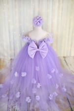 Purple Flower Girl Dress Satin for Little Princess First Birthday Dress Lilac Fl