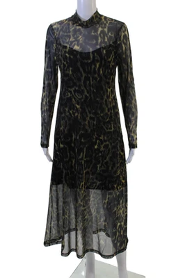 Vestido Vaina Allsaints Mujer Negro Estampado Animal Manga Larga Cuello Simulado Talla 6 Foto 1 de 4