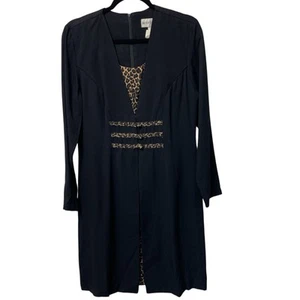 Betsy's Things Dress Tunic Jacket Vintage Black Leopard Size 8 Classy Artsy - Picture 1 of 8