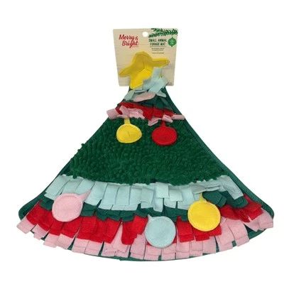 Merry Bright Snuffle Mat Small Animal Forage  Soft Christmas Tree Hide Treats - Image 1 of 4