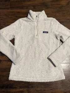 Patagonia Women Jacket Size XS White Los Gato 1/4 Zip Fleece Pullover Fuzzy Logo - Picture 1 of 7