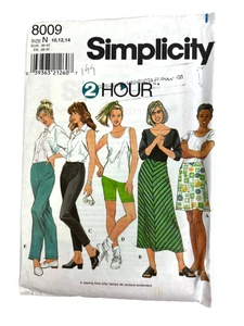 SIMPLICITY 2-Hour Pattern 8009 Size N: 10/12/14 Misses' Knit Skirt/ Pants/Shorts - Picture 1 of 6